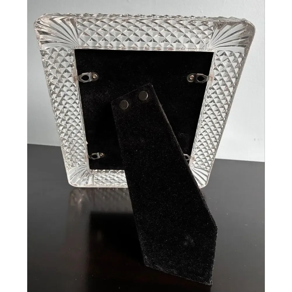 Vintage 24% Full Lead Crystal 5x7 Photo Frame Diamond Cut New West Designs